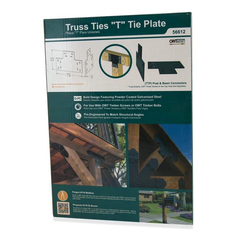 Ozco Building Products 56612 6-inch T-Tie Plate Connector, (2 per Pack),Black - Image 4